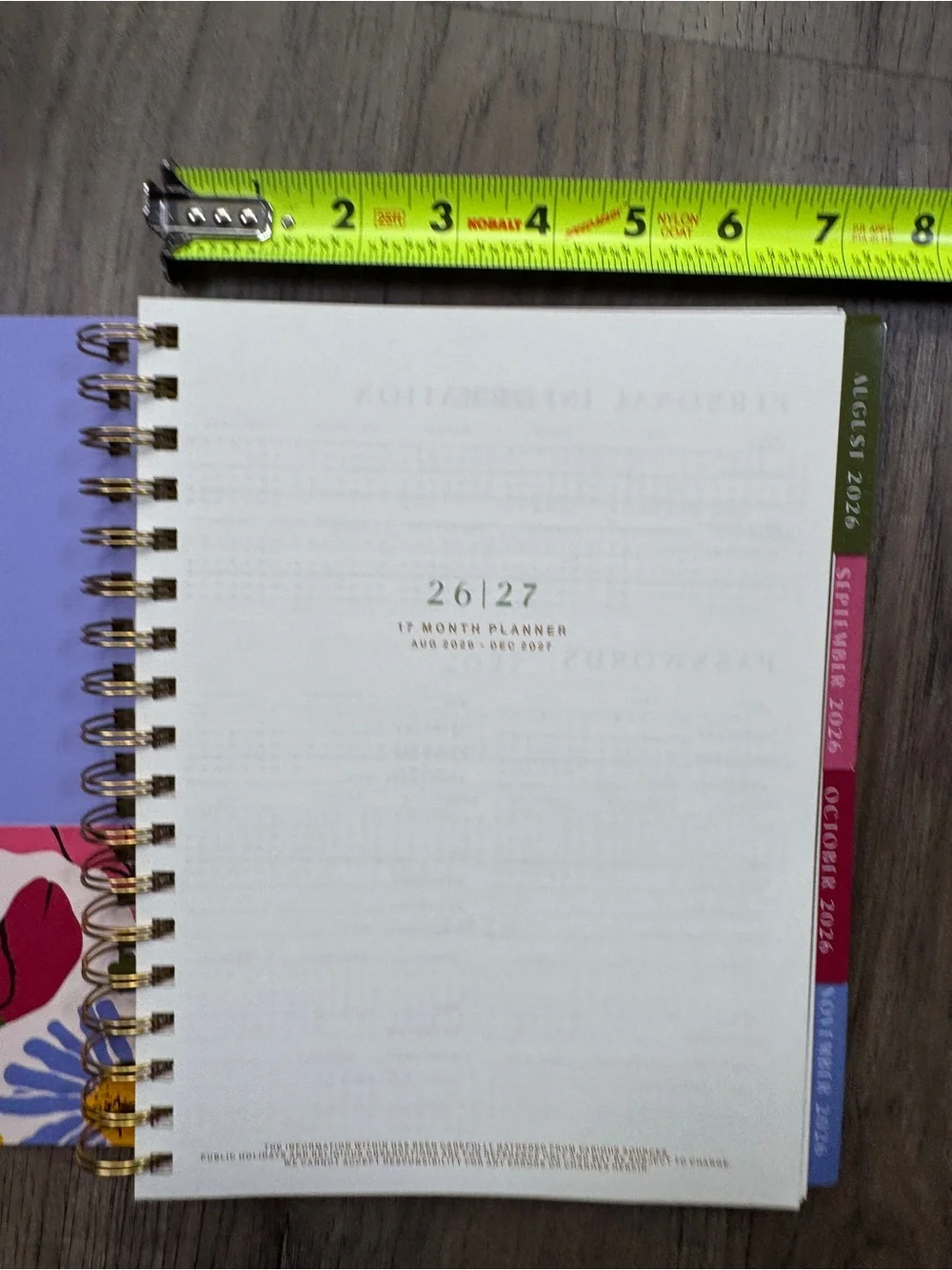 Think Ink 17 Month Planner Floral Cover Aug 2025-Dec 2026